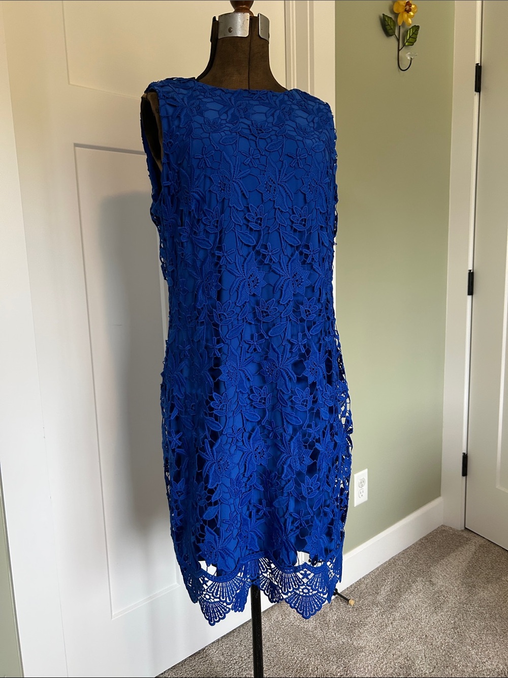 Lauren Ralph Lauren green label full lace evening dress cobalt blue sleeveless